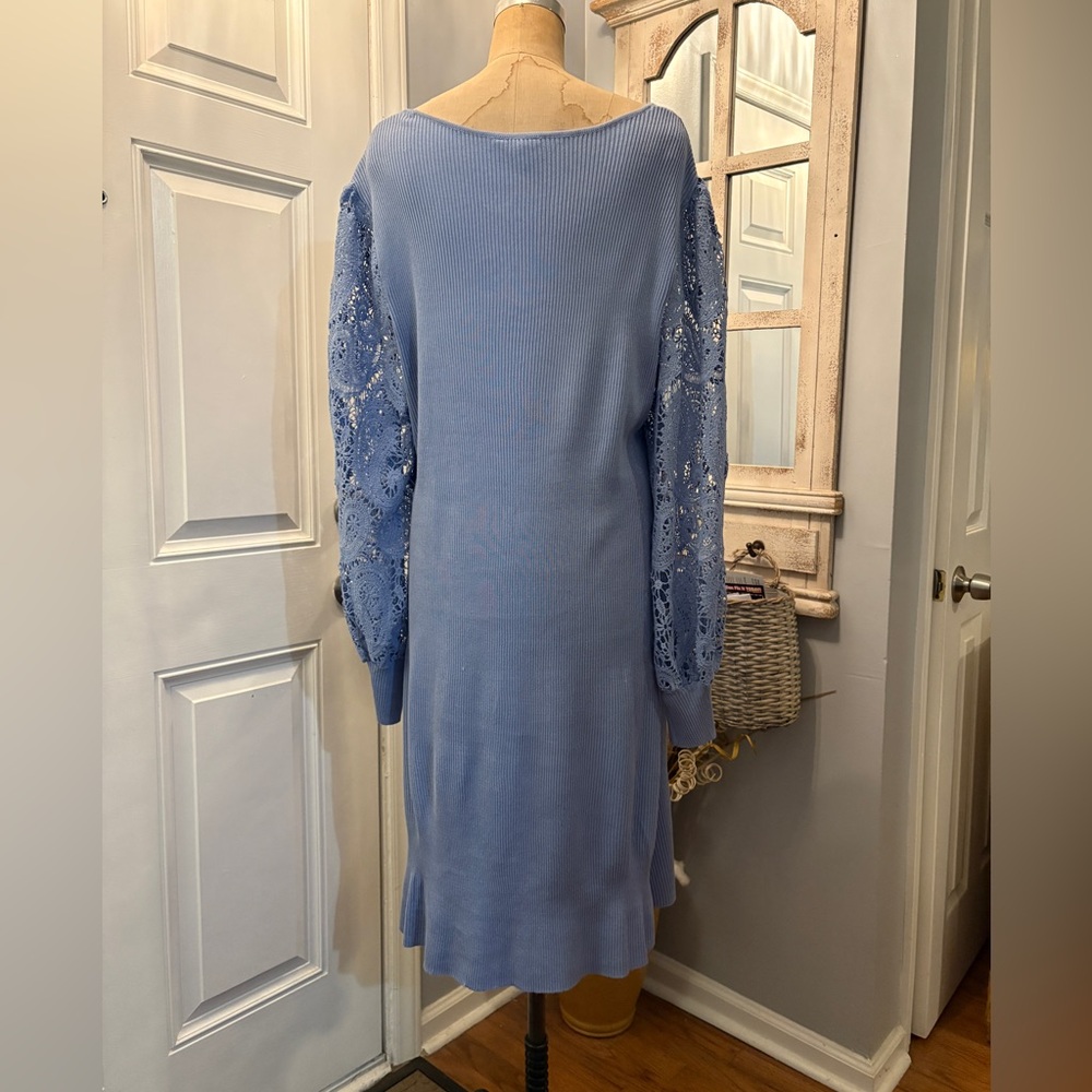 Cato Blue‎ Long Sleeve Lace Knit Dress Size 22/24 Feminine - Picture 3 of 5